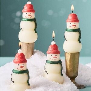 Anthropologie Snowman Shaped Taper Candles, Set of 4 - NWT - NIB